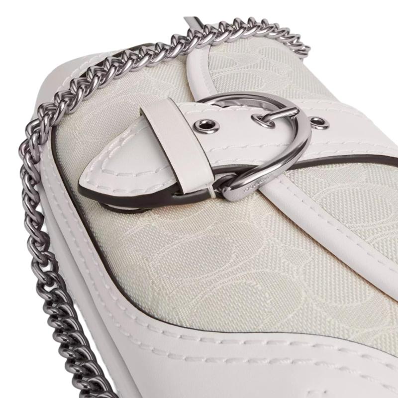 COACH Soho flap 25 classic presbyopic chain shoulder strap coated canvas and cowhide shoulder bag medium women's white