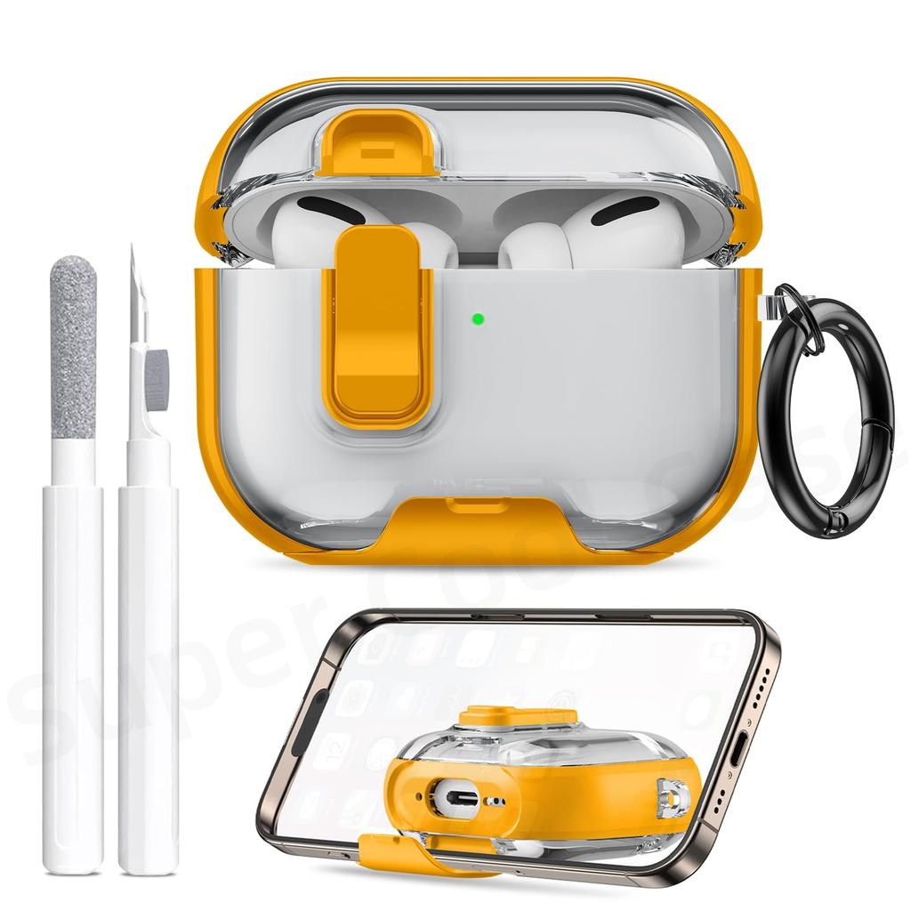 For AirPods Pro 3 Case 2025 with Phone Stand&Cleaner Kit Protective Cover for AirPods Pro 3 with Keychain for Airpods Pro 3 Case