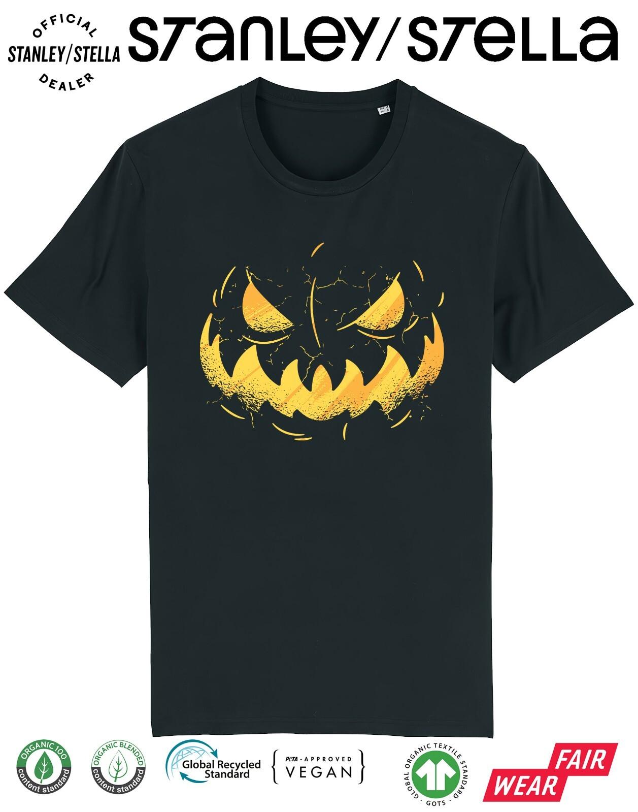 Pumpkin Face T-Shirt Mens Womens Tees Top Halloween Horror Mens Womens Costume Gothic Goth Party S