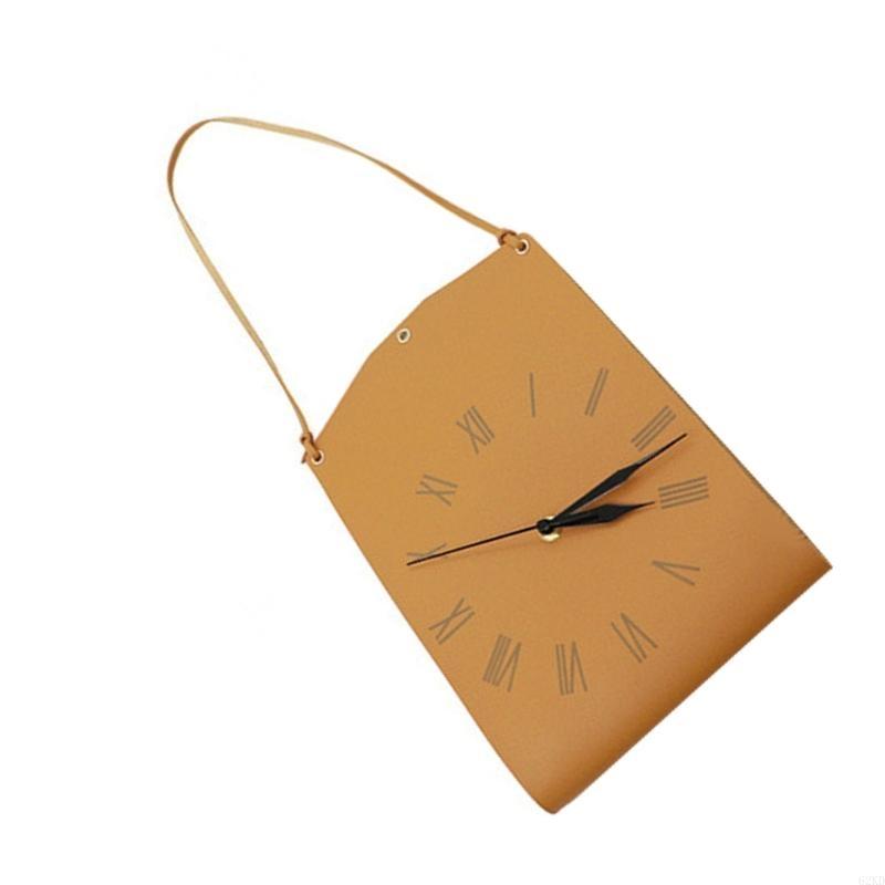 62KD Handbag Designs Wall Clock PU Leather Quiet Clock Home Decoration Accessories