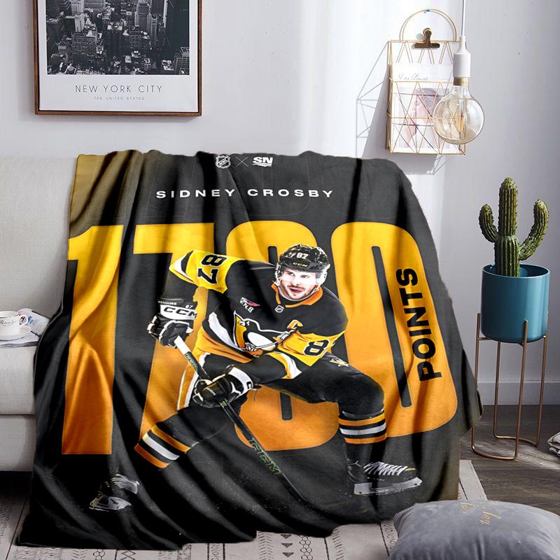 Pittsburgh Hockey Player Crosby Throws Blanket Flannel Blankets Plush for Couch Bed Gifts for Men Women Travel picnic blanket Christmas fan gifts