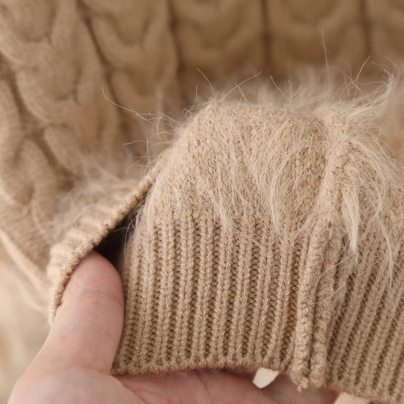 Mädchenpullover Lang Faux Nerz Zweiteiliges Set Herbst Winter Neuer Stil Baby Mädchen Rundhals Pullover Hosen Set