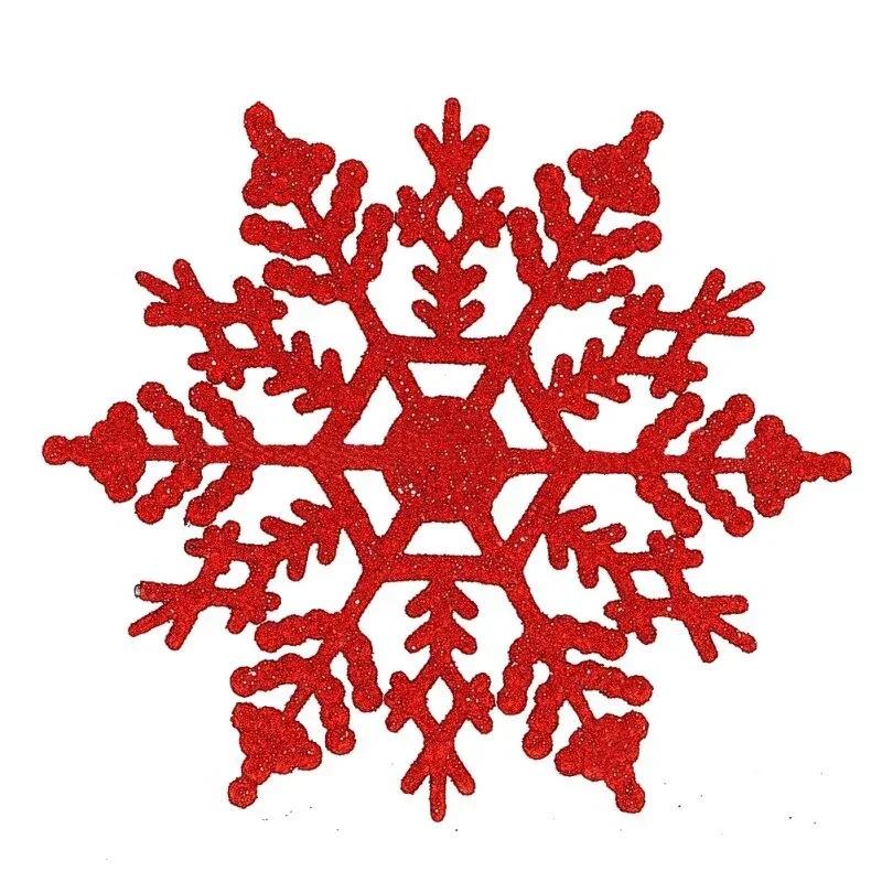 12 Stück 10cm Goldpulver Kunststoff Schneeflocken Partyzubehör Winter Dekor Ornamente Weihnachtsbaumdekorationen für Zuhause Schnee