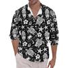 Men's Clothing Long Sleeve Hawaiian Shirt for Men Casual Button Down Shirts for Men Lightweight Floral Design
