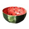 Hand-Painted Watermelon Design Large Ceramic Noodle Bowl with Underglaze Snails Pattern - Fresh, Deep & Stylish.