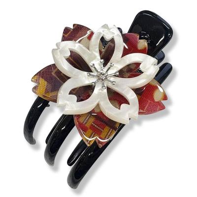 [Yosegi Pattern Hair Clip] Hakone Yosegi-style Traditional Craft Hair Accessory, Stylish, Easy To Use, Cute, Gift (Flower A)