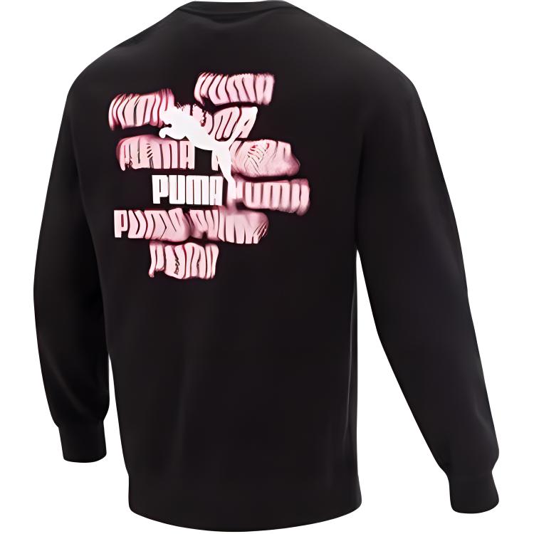 Puma Logo Printed Crewneck Sweatshirt Men Sweatshirt Black 624941-01