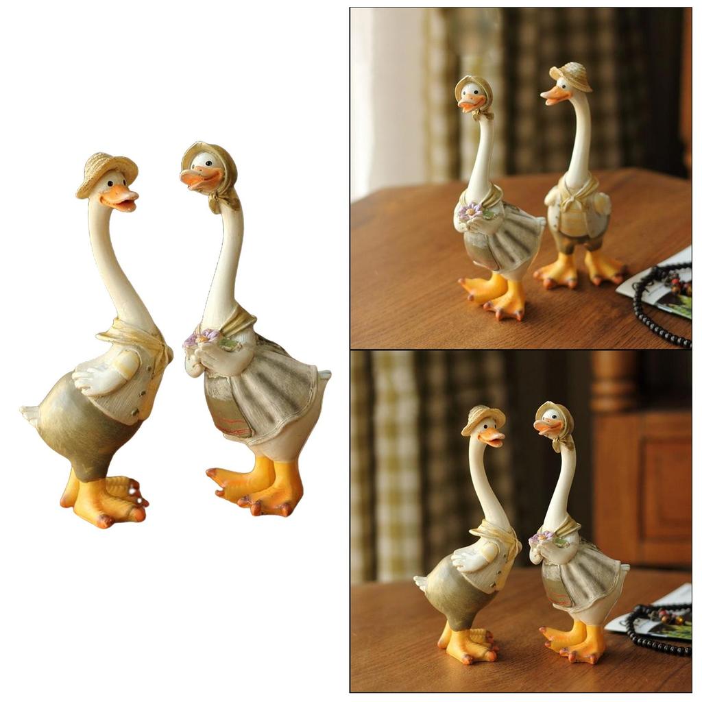 2pcs Statues Lawn Duck Ornament Animal Sculpture Gifts Artificial Cute Ducks Family Children Toys