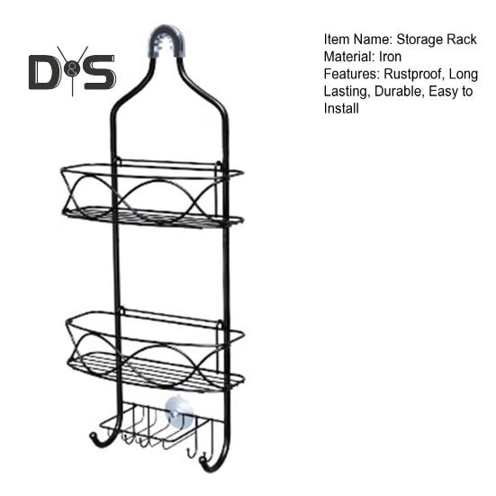 Úložný regál s odnímatelným košíkem Velká kapacita Snadná instalace 3patrový závěsný sprchový organizér Velký koupelnový organizér