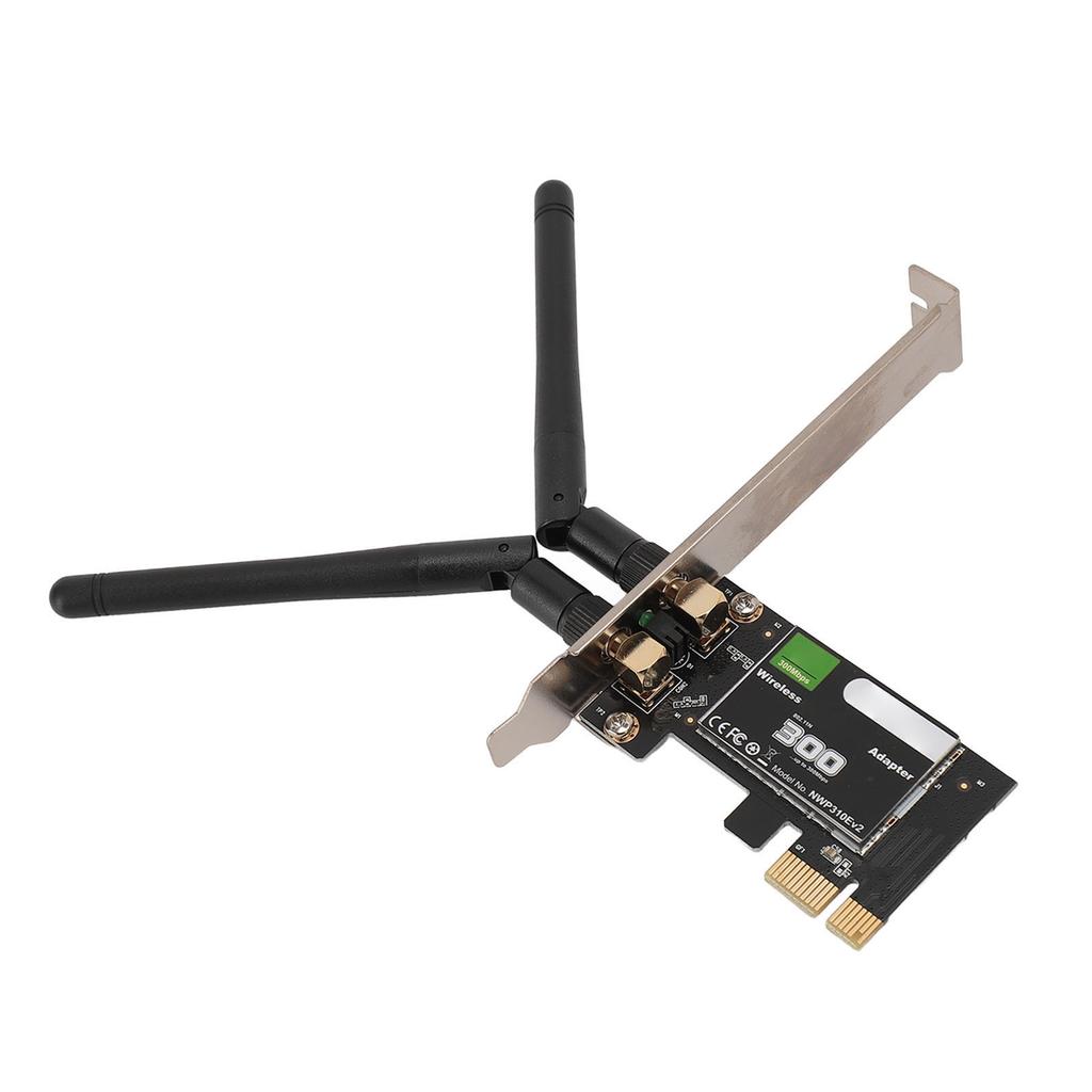 Wireless PCIE WiFi Adapter 300Mbps 2.4GHz High Performance Computer Network Card with 2 Antenna for WINS 7 8 10 11
