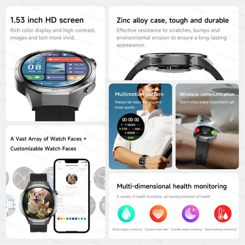 2025 New Bluetooth Call Smart Watch Men AMOLED HD Large Screen Heart Rate NFC IP68 Waterproof Sport Wireless Charging for Xiaomi