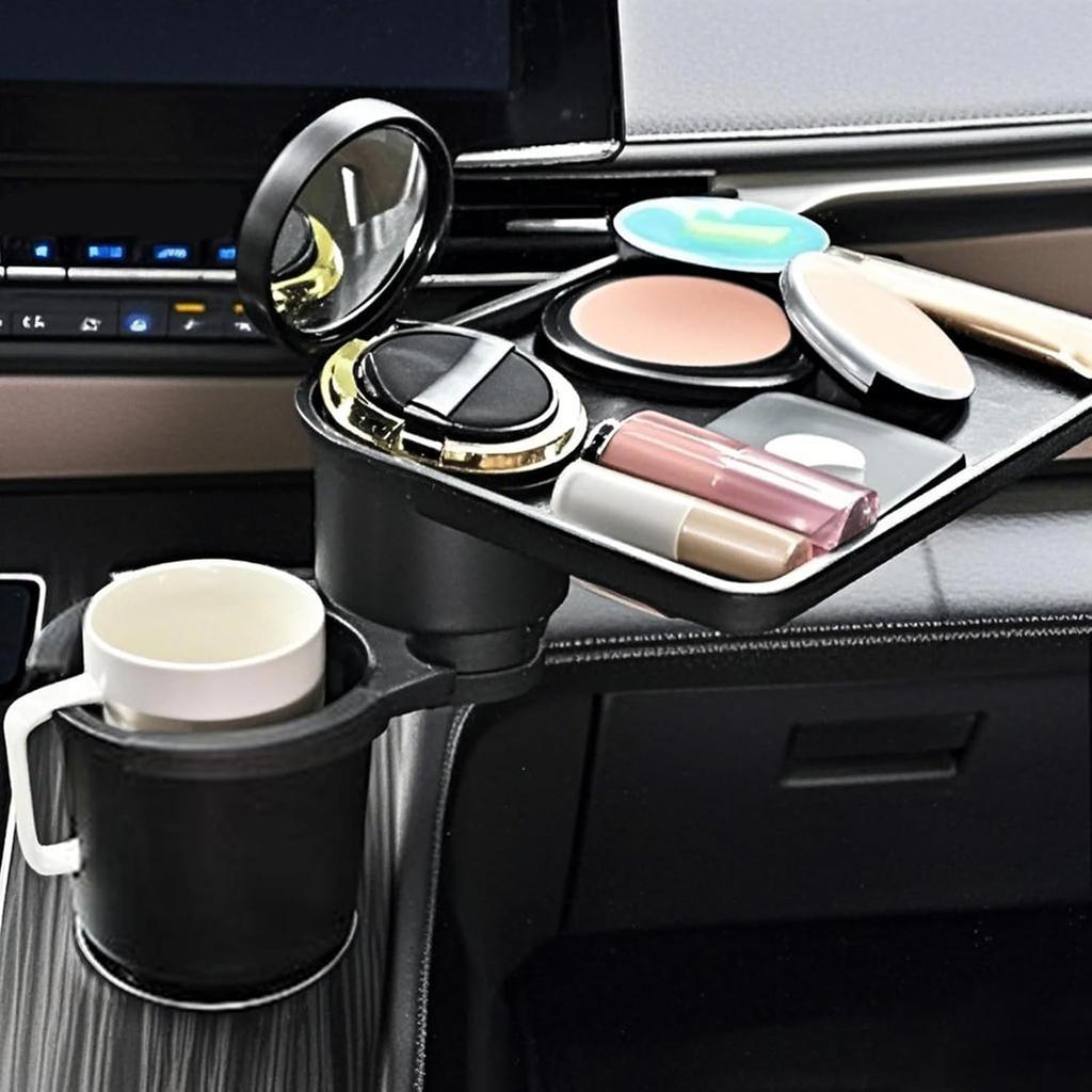 3-in-1 Car Cup Holder Tray, 10.24" Car Trays Organizer with Double Cupholders & Phone Holder for Eating, Travel