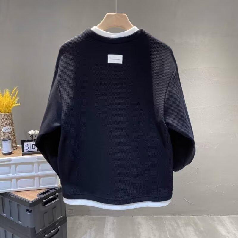 Pánský svetr Jaro 2024 Patchwork Různé barvy K pokožce šetrná látka Módní Všestranný top Ležérní S dlouhým rukávem Spodní tričko