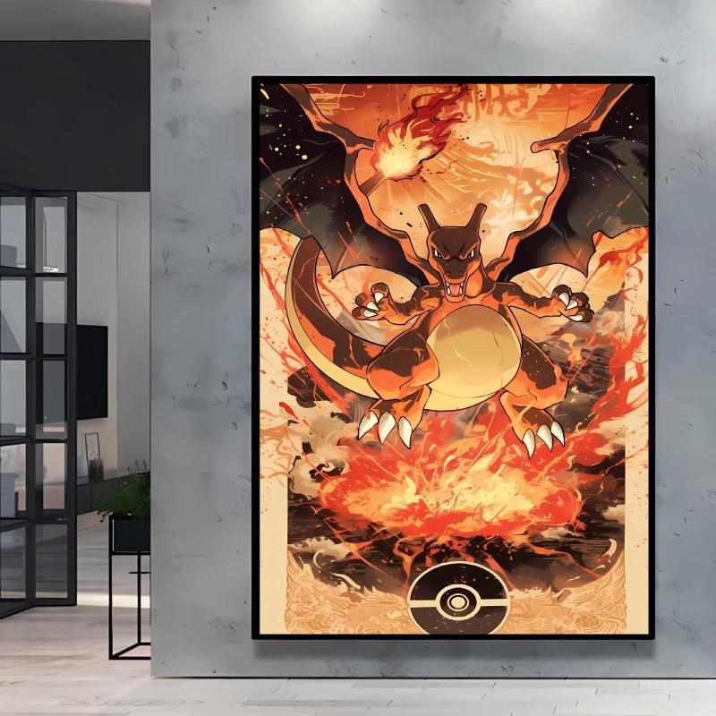 Canvas Painting Pokemon Charizard Cool Character Poster HD Printing Not Fading Modern Home Children's Bedroom Decor Holiday Gift