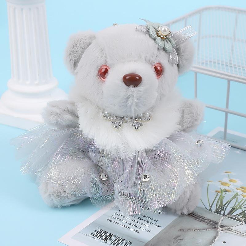 Cute Mini Plush Bear Keychain Fashionable Cartoon Doll Pendant Bag Charm For Women