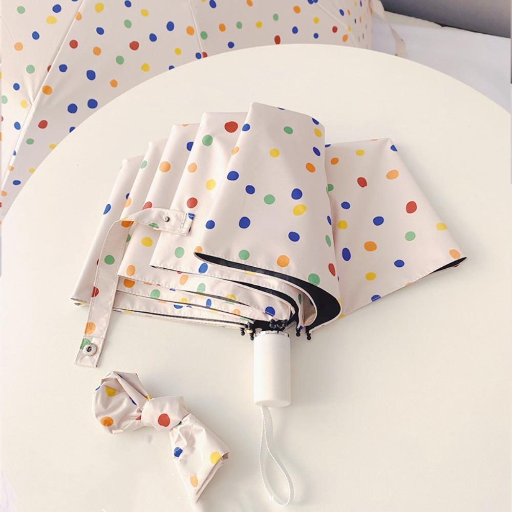 Vinyl Automatic Umbrella Windproof Polka Dot Umbrella Colorful Folding Umbrella  Outdoor