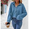 Plus Size Women's New Autumn Lapel Button Solid Color Long Sleeved Top