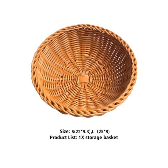 Storage Basket Handcrafted Quick Drainage PP Large Rattan Wave Wicker Serving Basket Kitchen Utensils