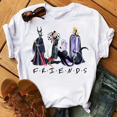 Męskie Koszulki Disney Moda Kolekcja Złoczyńców Królowej Koszulka Lata 90. Damskie Koszulka Przyjaciele Kawaii Letnie Koszulka z Krótkim Rękawem Kobiety