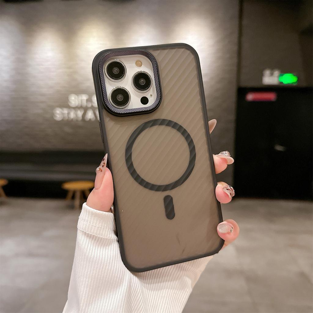 Twill Skin Sensing Magnetic Suction Suitable for Apple 16ProMax Mobile Phone Case Advanced Sensing Diamond Lens Case
