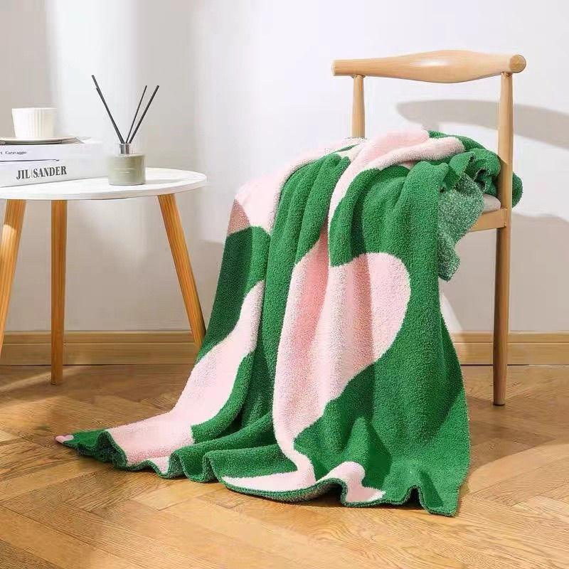 Nordic Knitted Half-Fleece Throw Blanket - Dopamine Sofa Cover for Office AC Naps (Single Size)