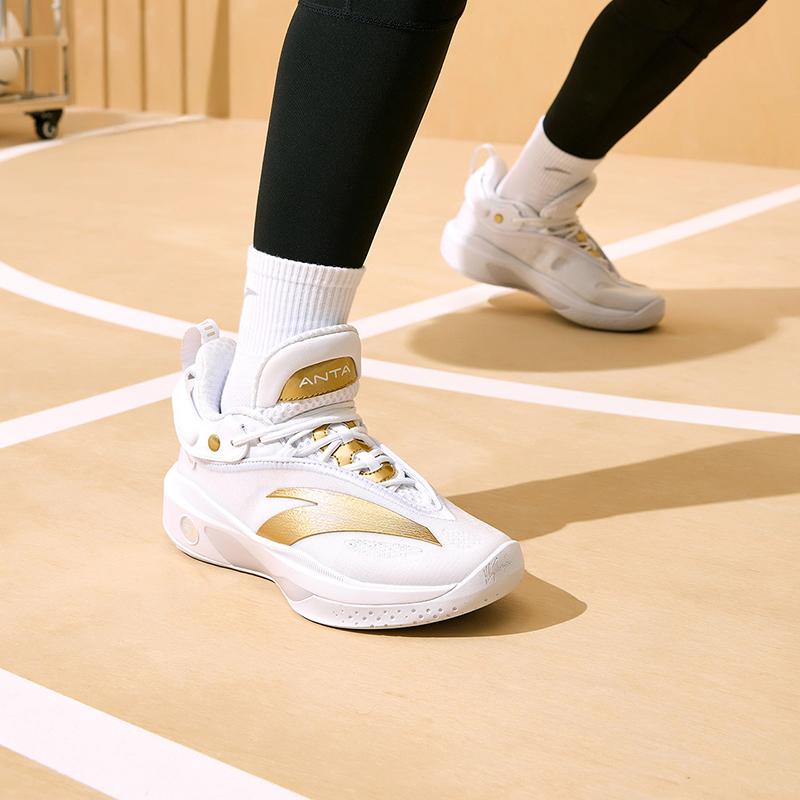 Anta Kids KT8 Non-Slip High-Top Basketball Shoes Kids Sneaker White Platinum 312331130-4