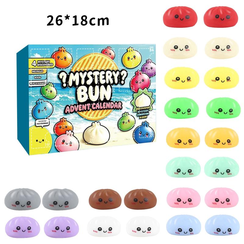 Slow Rebound Dumpling Advent Calendar 24Pcs Soft Squeeze Toys Mystery Anxiety Relief Set for Kids Home Play Office Relax