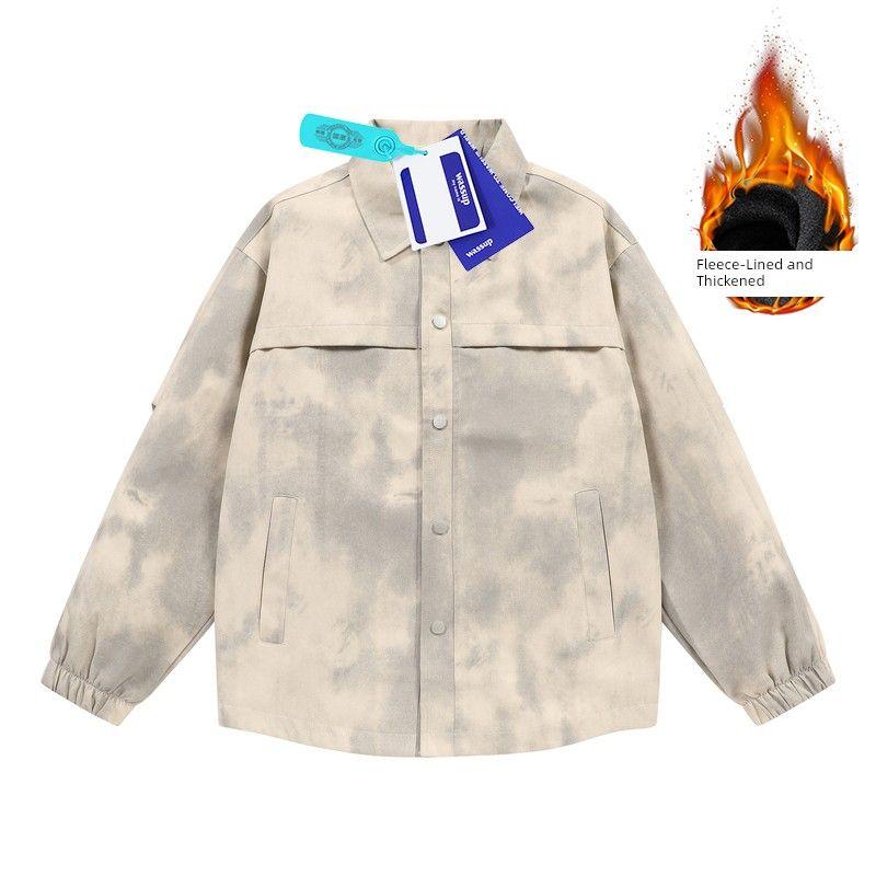 Wassup Jacket Men's Tie-Dye Spring and Autumn 2025 New American Retro Dirty Jacket Casual Lapel Top