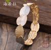 New color painting oil geometric leaf elastic bracelet, summer small fresh women's versatile leaf bracelet
