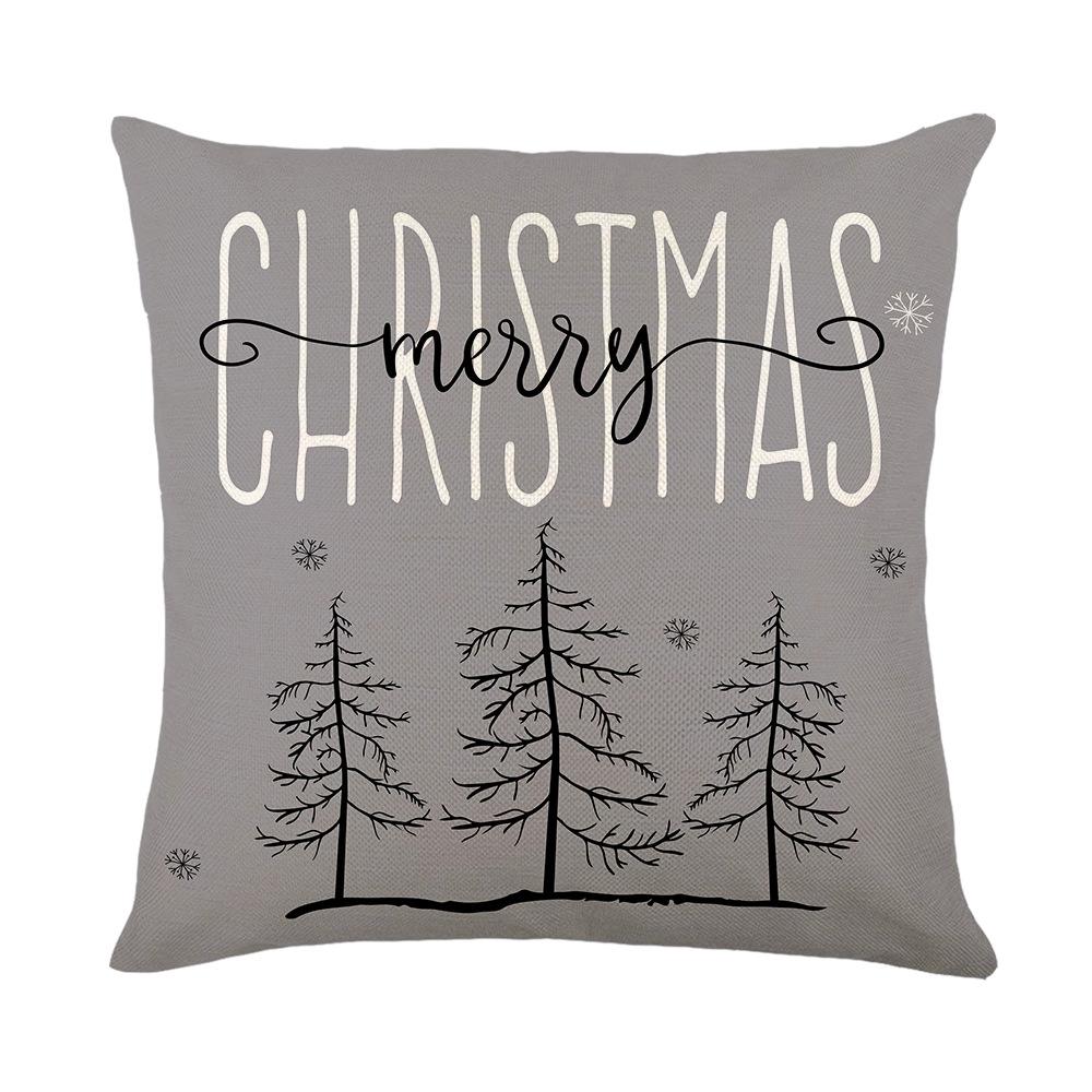 Christmas Snowman Snowflake Print Pillow Cover Linen Home Living Room Cushion Cover Bedroom Pillow Cover