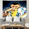 Lionel Messi With World Cup Trophy Tapestry Hanging for Bedroom,Livingroom, Playroom,Decor Art Room Wall Tapestry Holiday and Birthday Gifts