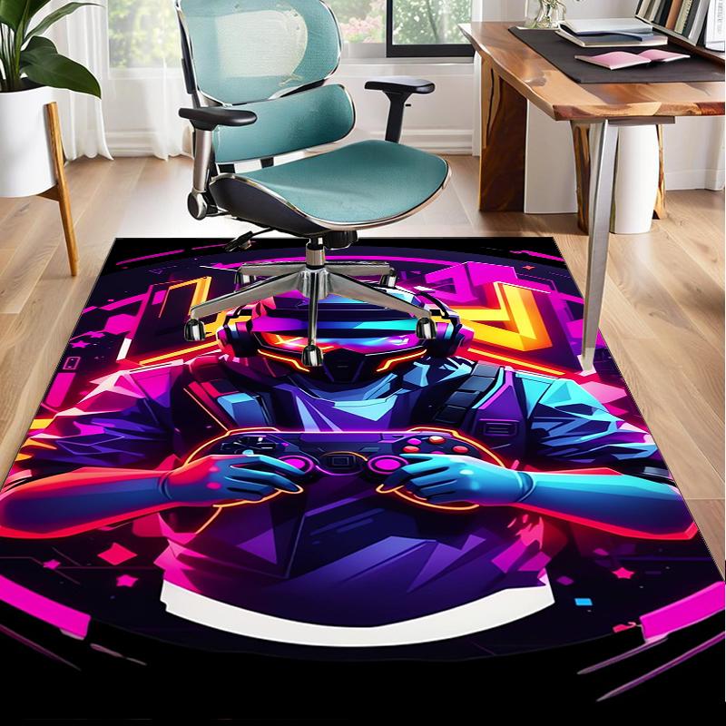 Cyberpunk Gaming Hero Office Rug Chair Mat, Entryway Carpet, Suitable for Front Door, Bedroom, Living Room, Desk, Holiday Gift