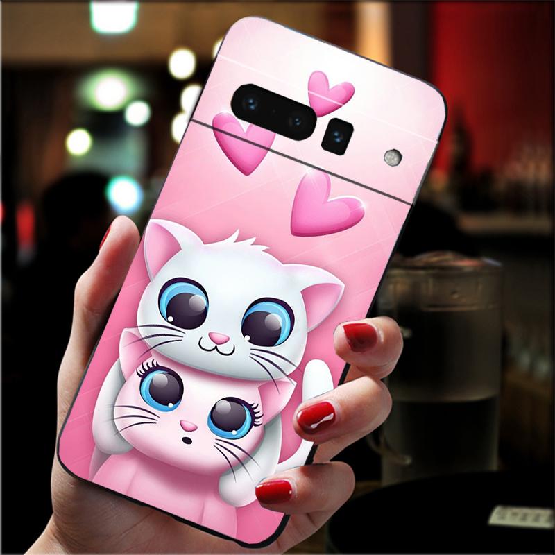 Phone Case For Google Pixel 10 9 Pro XL 9A 8 7 6 Pro Pixel 8A 7A 6A Pixel 8 7 6 5 Cartoon Black Cat