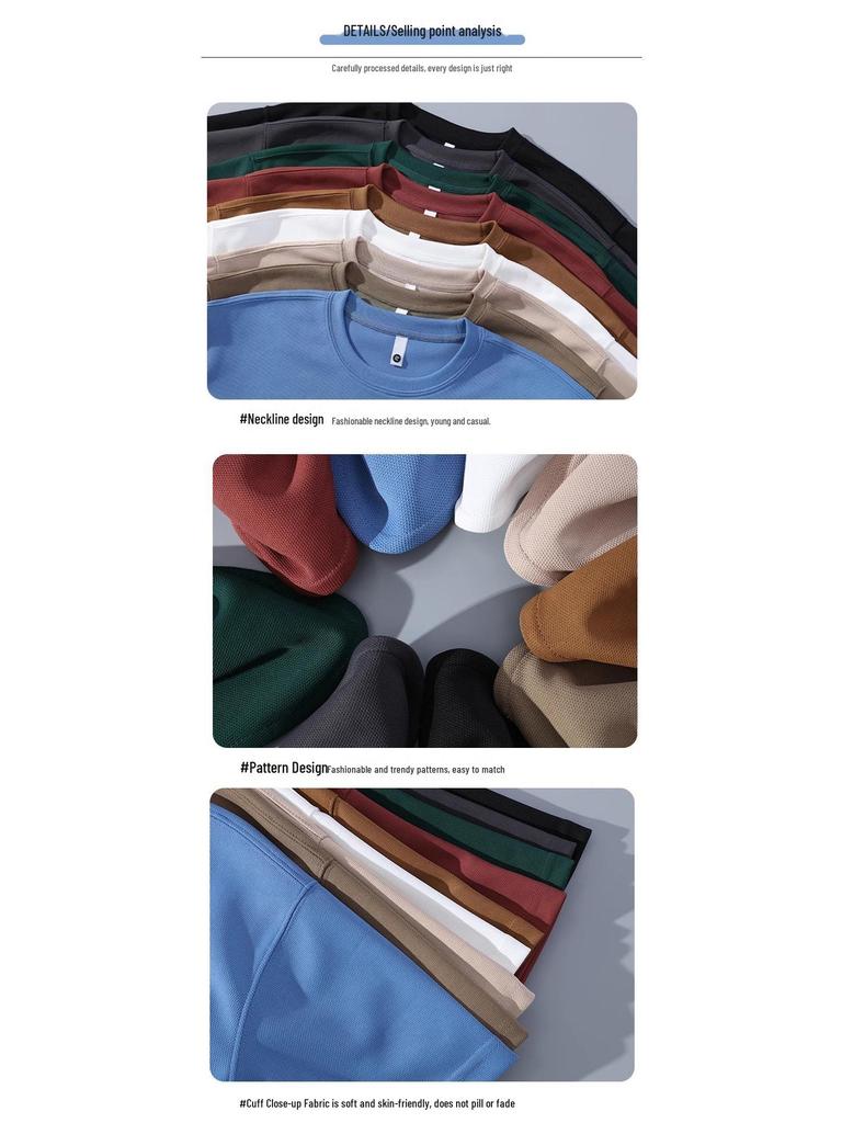 Men's High-Quality Summer Casual Short-Sleeve T-Shirt Set with Breathable Round Neck