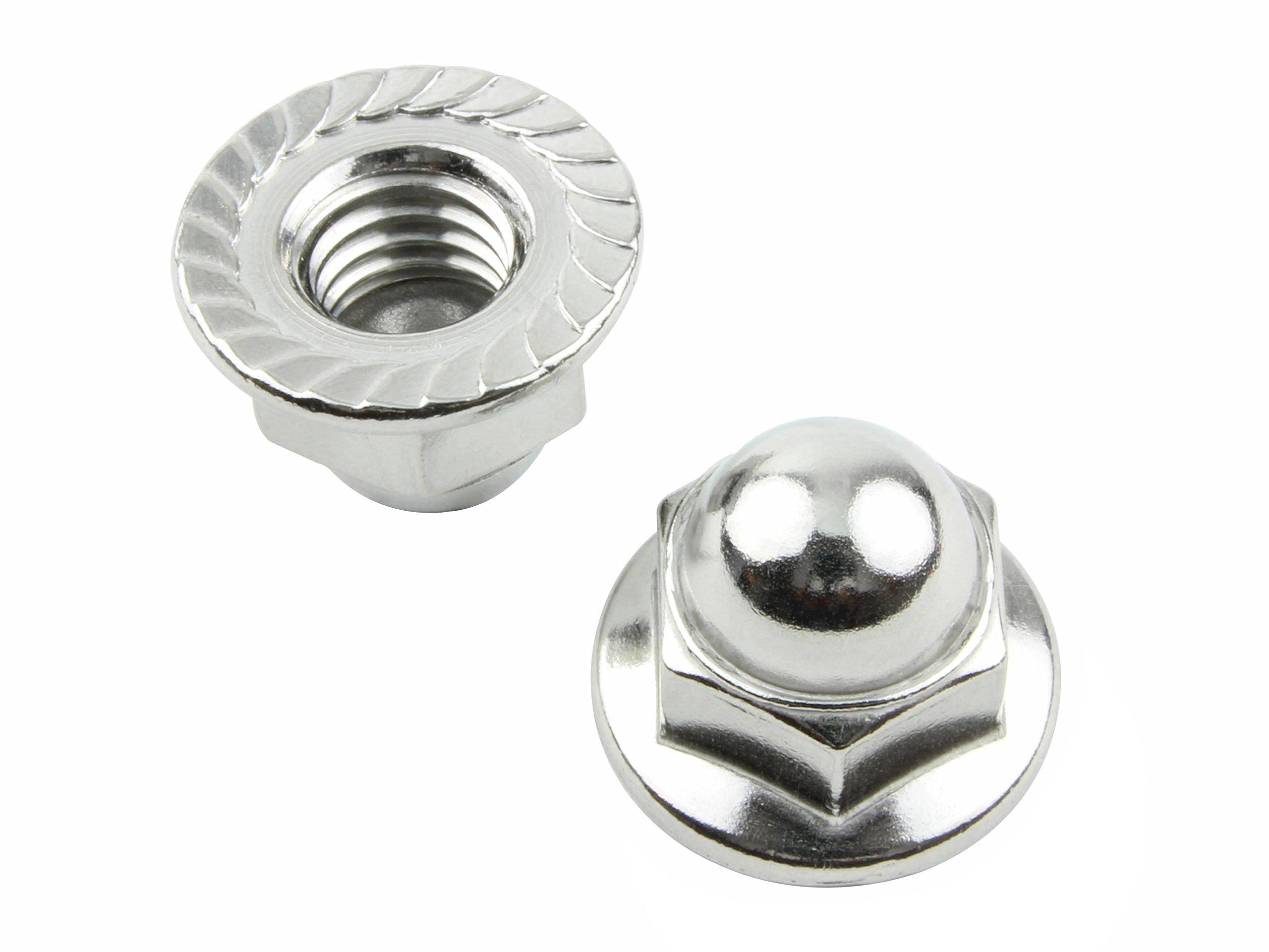 POSH FAITH Motorcycle Supplies Flange Cap Nut Stainless Steel 2 M8 серебряный
