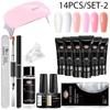 INCONTRARE ATTRAVERSO 14 Pz Set di gel UV poli Kit gel per unghie Crystal Builder Gel colorato trasparente con lampada Gel Smalto per unghie per l'estensione delle unghie