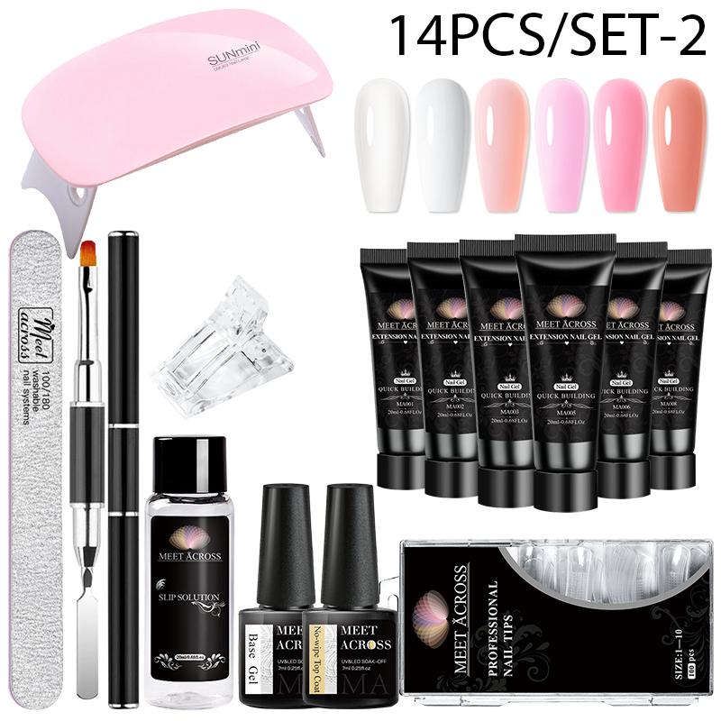 

Набор поли УФ-гелей MEET ACROSS, 14 шт., набор гелей для ногтей, кристаллический строитель, прозрачный цветной гель с лампой, гель-лак для ногтей для наращивания ногтей 14Pcs/set-2