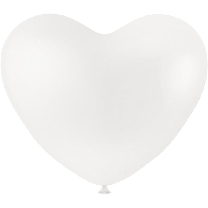 Ballon - HAPPY MOMENT - Coeur - Caoutchouc naturel - Blanc - Hélium