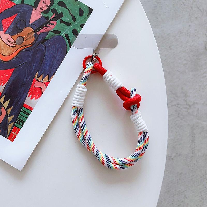 For Ip 15 14 Pro Max Samsung Flip 4 Coloful Rope Chain Korean Mobile Phone Cute Knot Portable Anti-Loss Hand Bracelet Chain