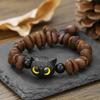 Handmade Natural Real Coffee Bean Bracelet Elastic Sandalwood Coconut Chip Wood Splicing Woven Jewelry Bracelet for Women