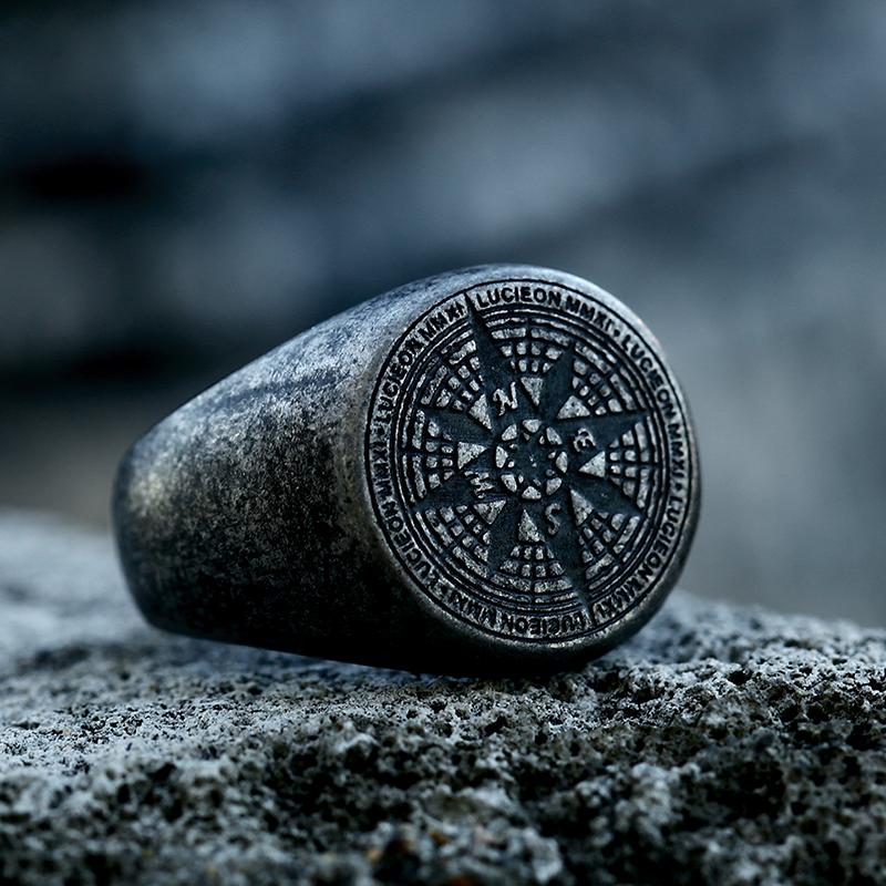 

BEIER 316L Stainless Steel Vintage Viking Compass Men s Ring Navigation Odin Amulet High Quality Jewelry BR8-179 13