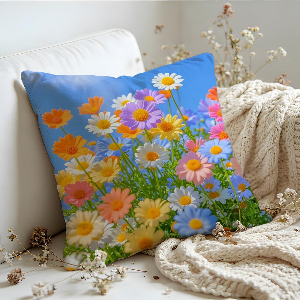 Cushion Cover  Linen  SkinFriendly Soft Decorative Case For Sofa Home Decor Fashion Daisy Pillow Cover