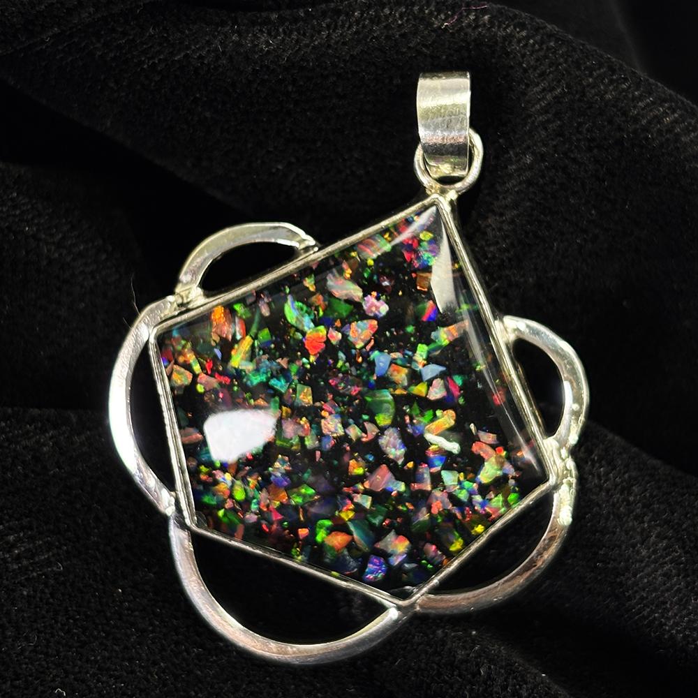 

44 Кт Срібло 925 проби Натуральний СЕРТИФІКОВАНИЙ Опал Фантазійної Огранки Підвіска Безкоштовна Доставка MY.PD-261-NS 45.1 mm approx різнокольоровий