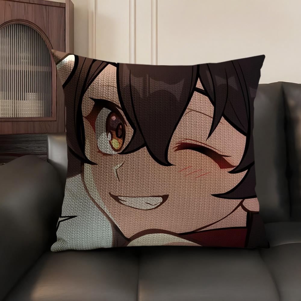 Amber Cute Genshin Impact Cushion Cover Natural Linen Organic Fabric DoubleSided Printing Sofa Home Decor Gift Pillow Case