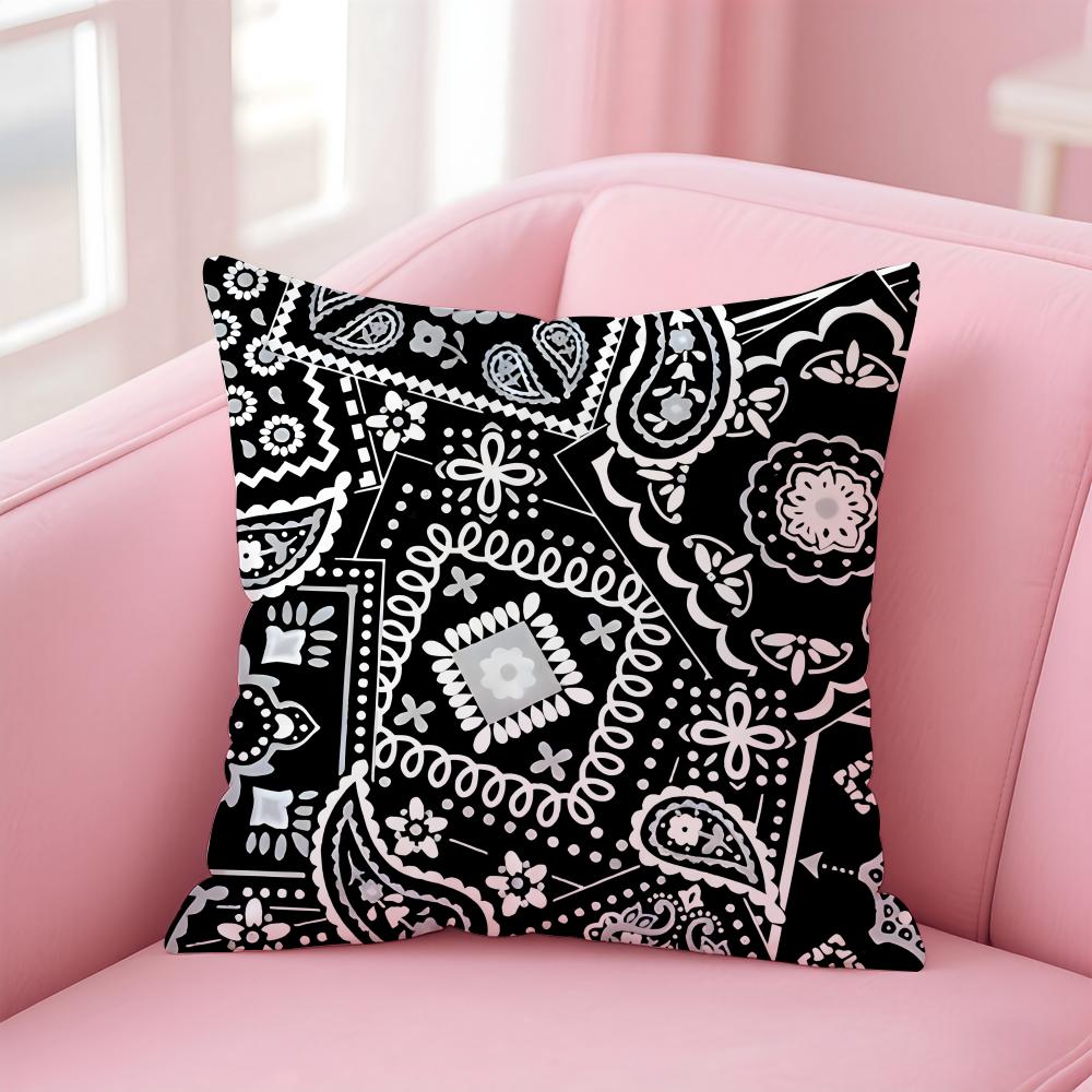 Classic Luxury Paisley Walnut Flower Pattern Cushion Cover Pillowcase Short Plush Invisible Zipper Room Sofa Cushion Cover