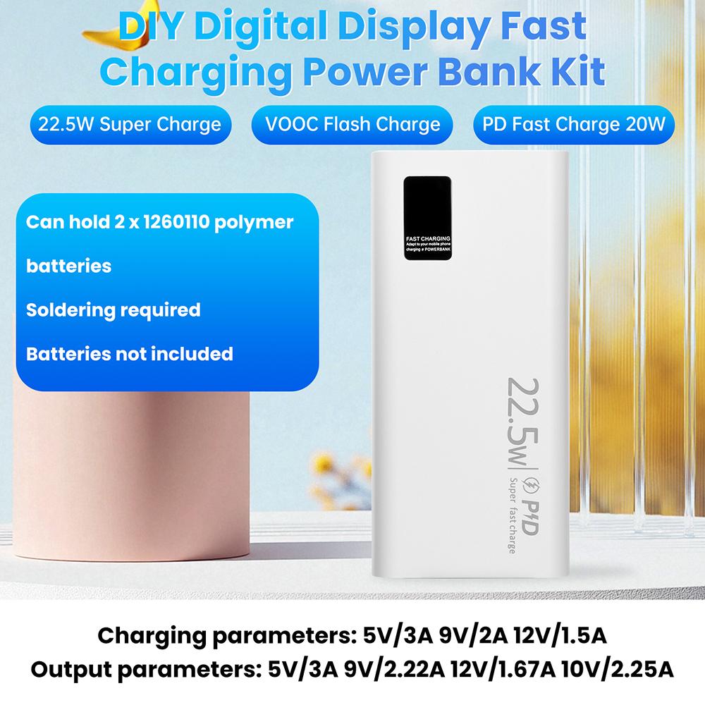 PD22.5W  Battery Storage Box Quick Charge DIY Power 1260110  Bank Case Electronic Kit