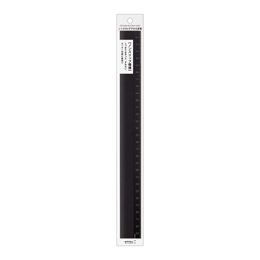 DESIGNPHIL MIDORI Aluminum 42279006 Ruler, 30cm, Non-Slip, Black,