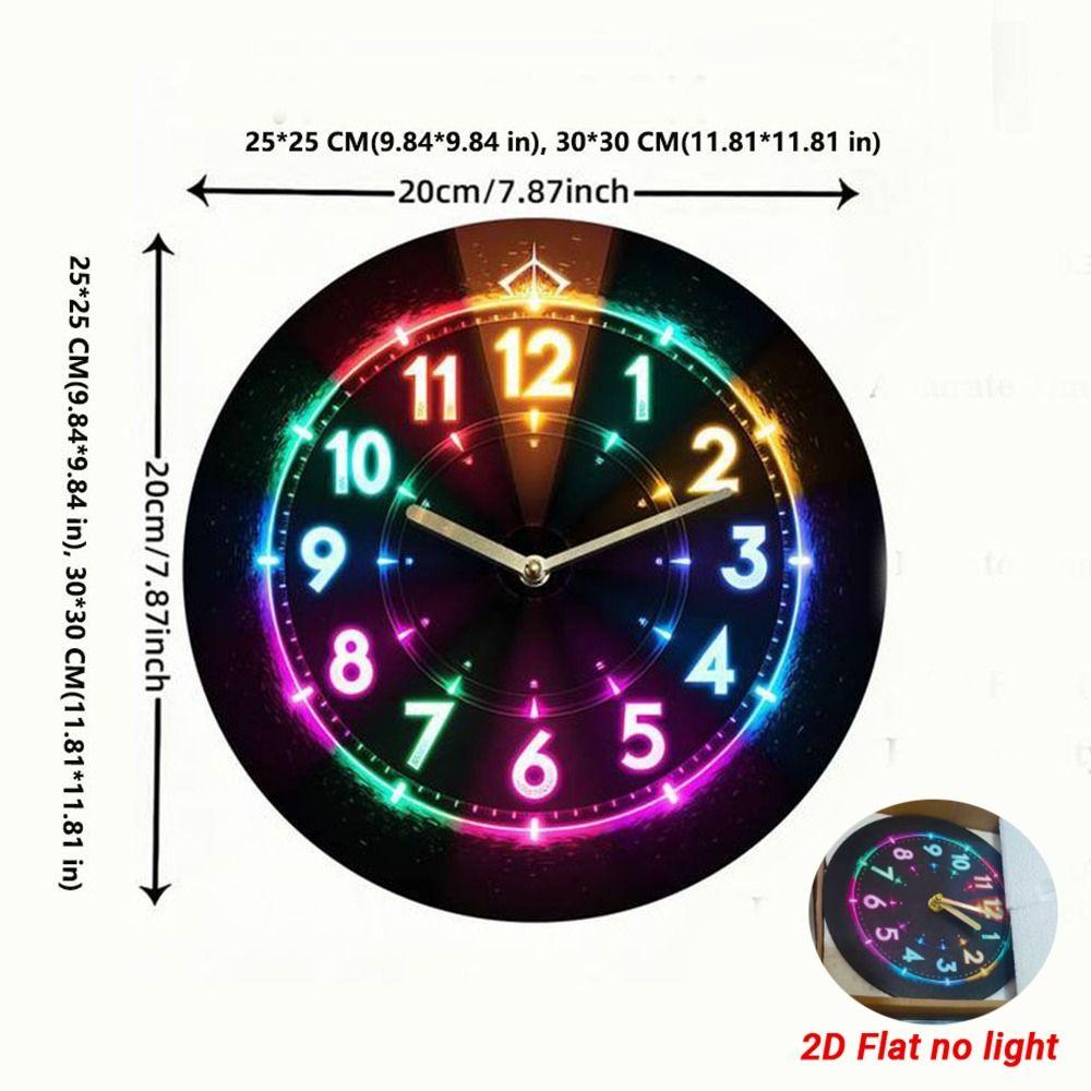 Stille Wanduhr 2D Flache Elektronische Farbuhr Retro Holz Wecker Heim- und Bürodekoration