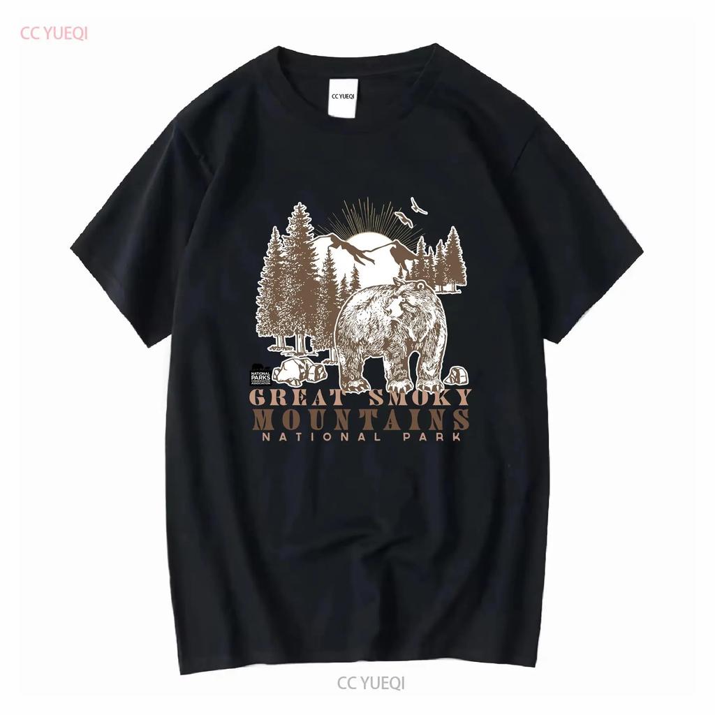Great Smoky Mountains Bear in the Woods Mens T Shirt long or short sleeves vintage Washed Top For Everyday Wear Stylish