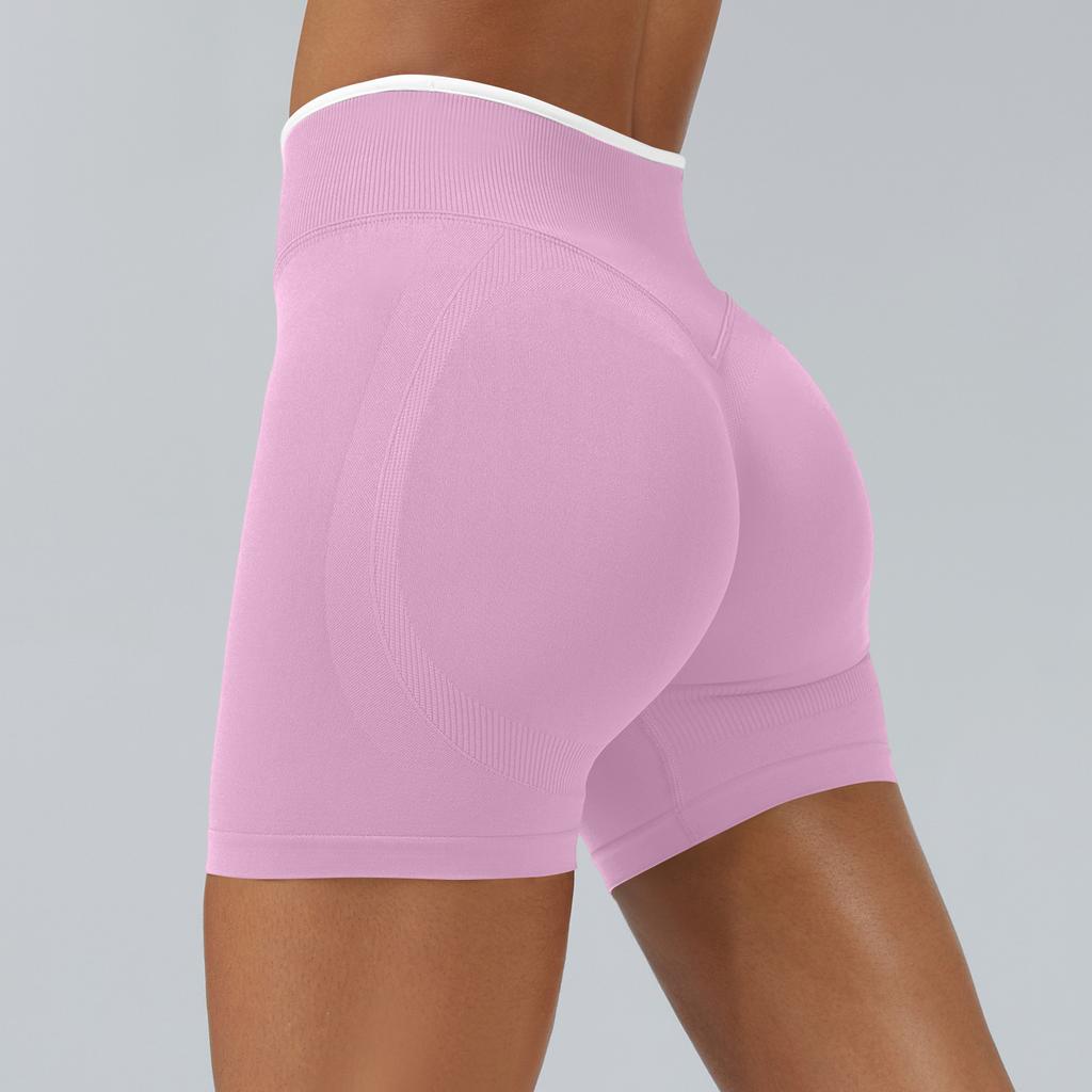 Women's Casual Hip-lifting Seamless Color Block Yoga Fitted Sports Shorts
